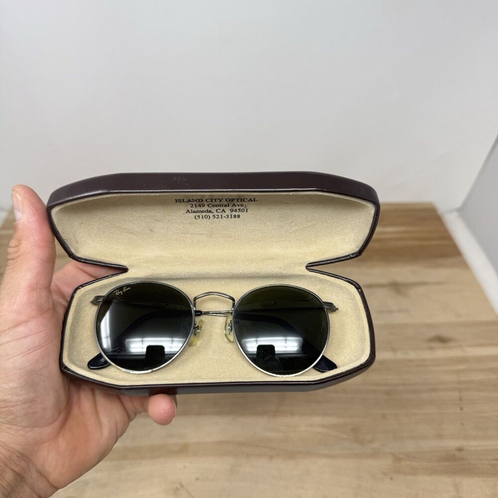 VINTAGE RAY BAN W0967 BLACK B15 OVAL AVIATOR SUNGLASSES W/ CASE